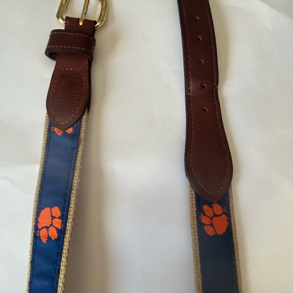 Zep-Pro Brown Leather Belt with Blue Fabric